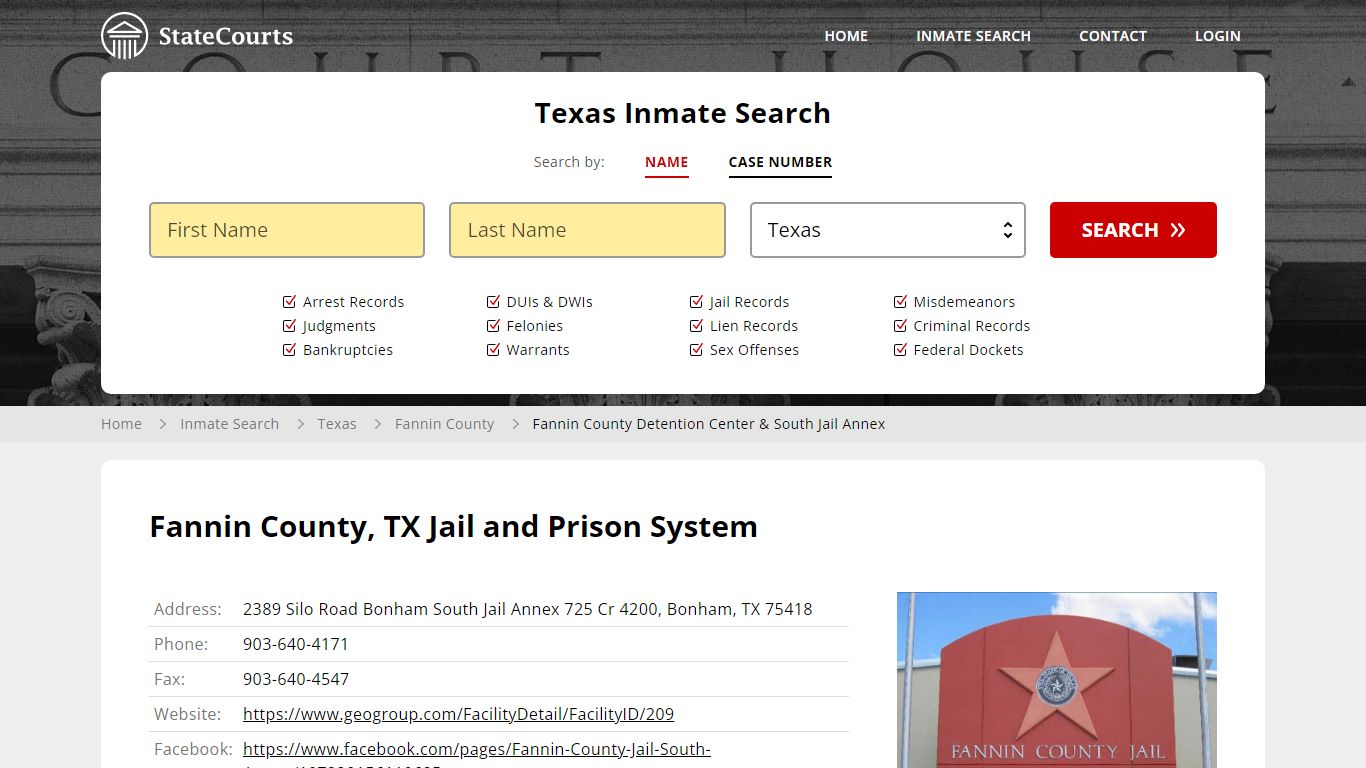 Fannin County, TX Jail and Prison System - State Courts